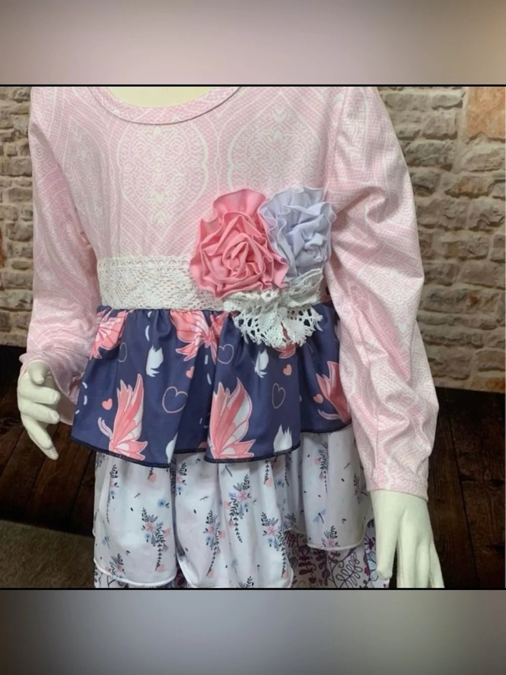 NEW Boutique Outfit Baby Girl Floral Ruffle Top and Bottoms Set 6-12 Months